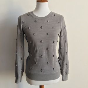 J.Crew Painted Jewel Sweatshirt Grey Jeweled XS